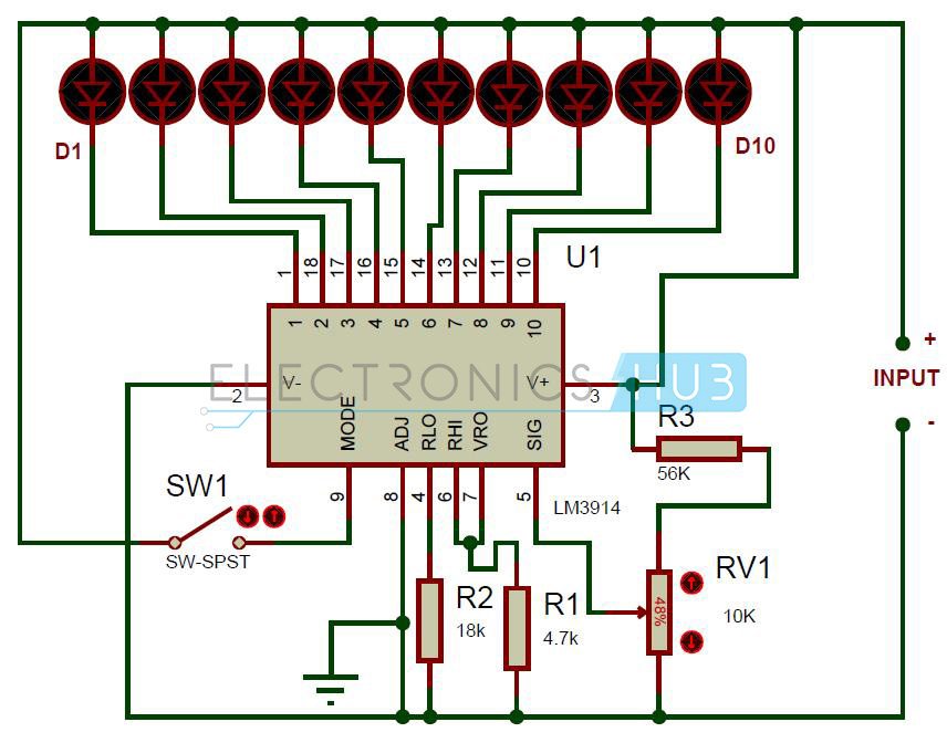  Diagrama del circuito indicador de nivel de batería width = 