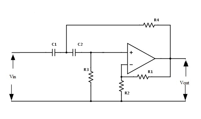  Fig: Circuito de filtro de paso alto activo de segundo orden 
