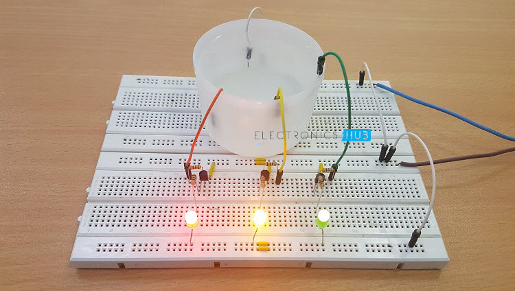 Simple Water Level Indicator with Alarm (3 Tested Circuits)