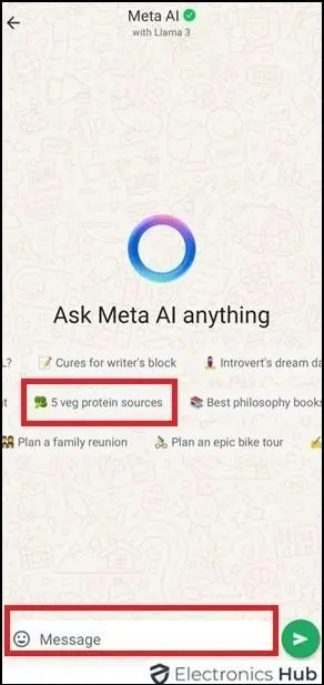 Ask your Query in the Meta AI Section-meta ai