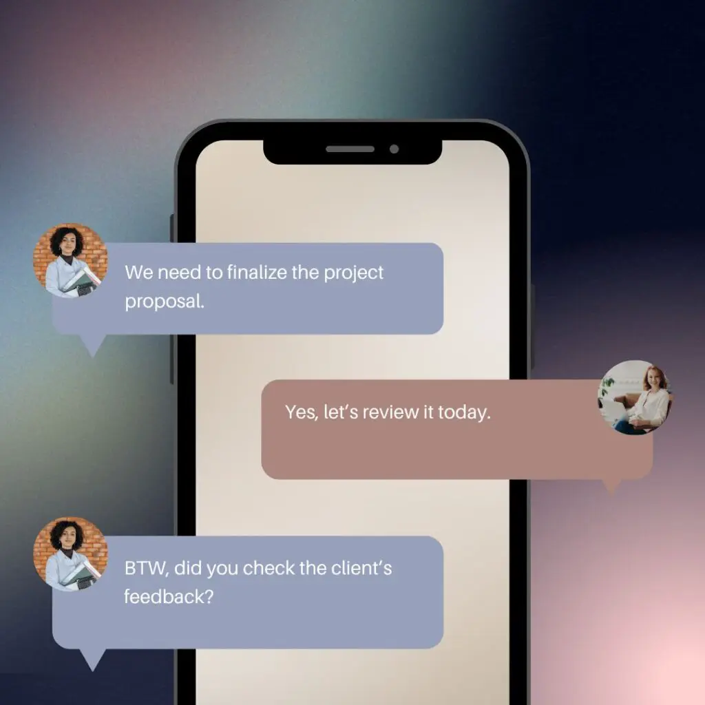 BTW Chat messaging conversation example
