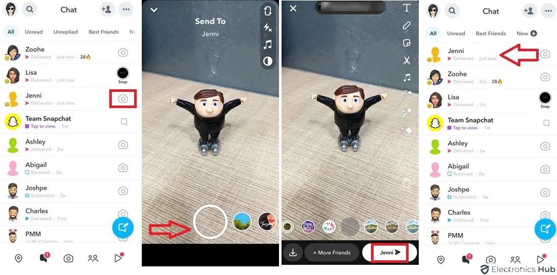 Create & Send Snap to a Friend - Hourglass Meaning