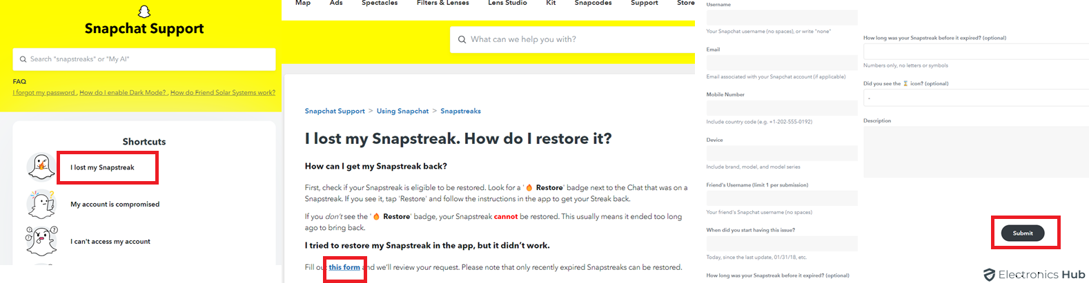 Snapchat Support for Hourglass or Snapstreak