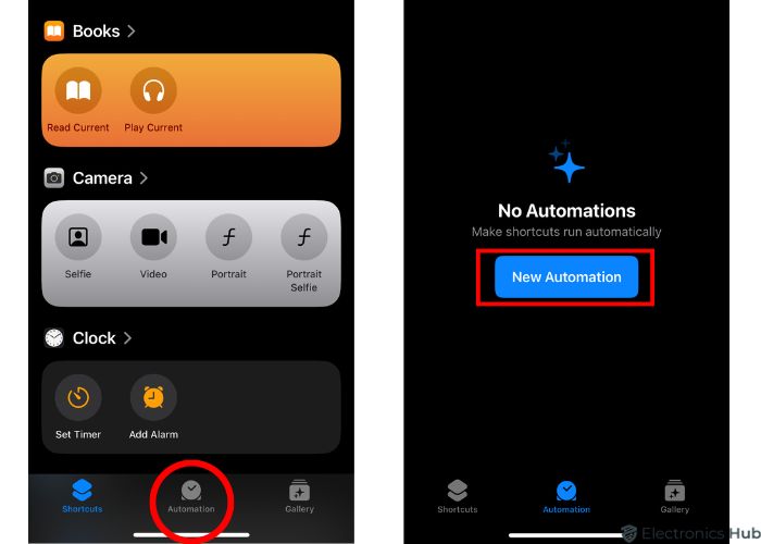 Tap New Automations - Schedule Text Message