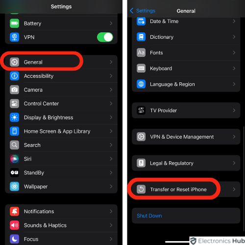 Factory reset the iPhone to Fix FaceTime