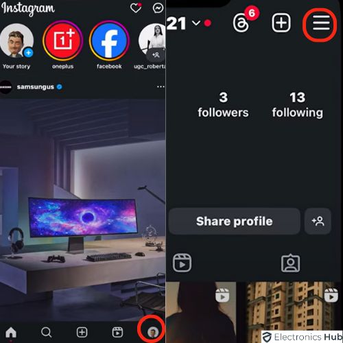 Open Instagram Profile to recover deleted chat