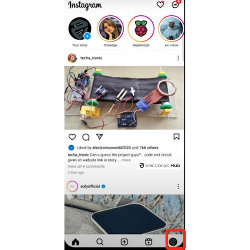 Tap on Profile Pic for view count on particular Insta post