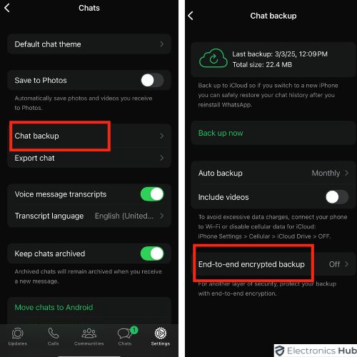 Turn on E2EE backup on WhatsApp