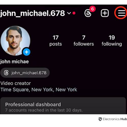Open Instagram Menu Option