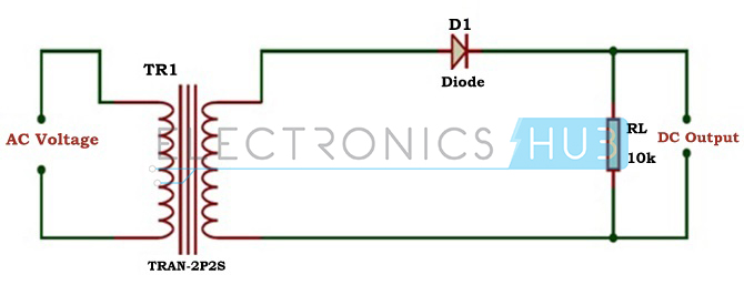  Diagrama del circuito del transformador de media onda 