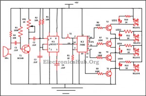 9 Way Operated Clap Switch Circuit Diagram