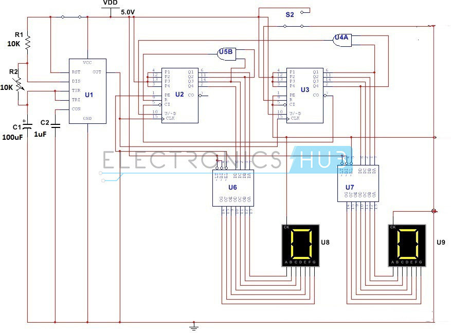 digital counter circuit  Electrical circuit diagram, Electronic  schematics, Circuit diagram