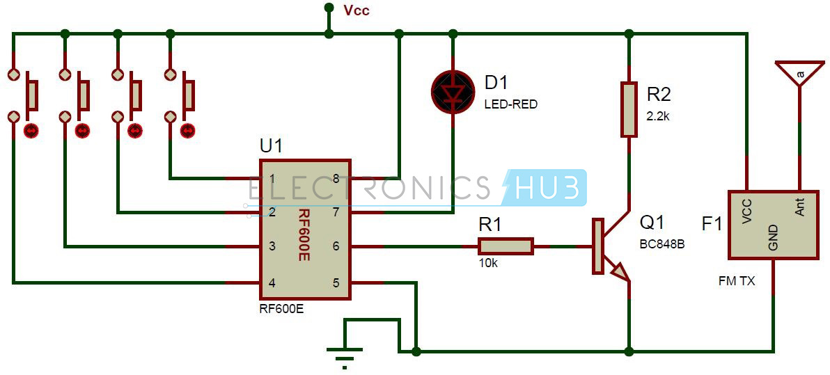 FM Remote Encoder and Decoder Circuit - Transmitter Section