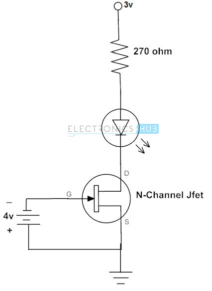  N-channel JFET para cambiar el circuito LED 