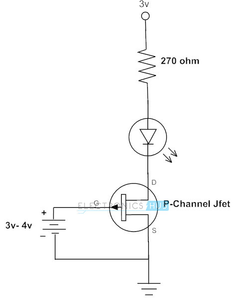  P-Channel JFET para cambiar el LED 