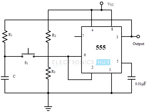 Circuit of flip-flop using 555 timer