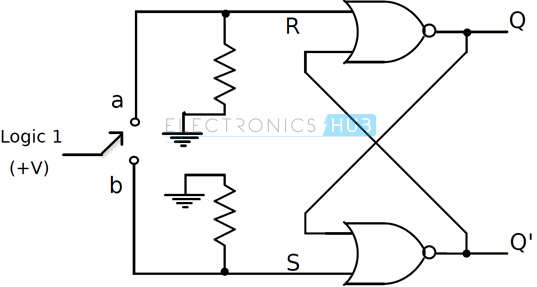 Switch de – bounce circuit using NOR SR flip – flop