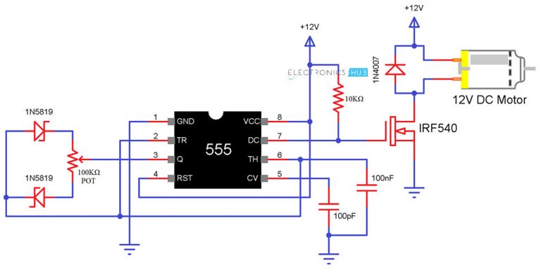 Speed Control of DC Motor Using Pulse Width Modulation, 555