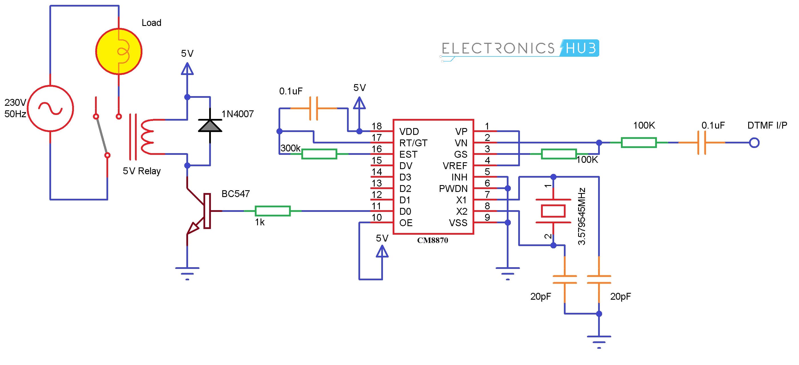 Mobile Controlled Home Appliances without Microcontroller Circuit Diagram