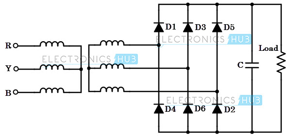 Three-phase full-wave diode bridge rectifier