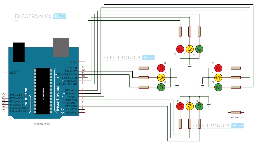 Arduino Traffic Light Controller Wiring