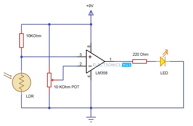 damper ankel se Light Detector using LDR - Electronics Hub