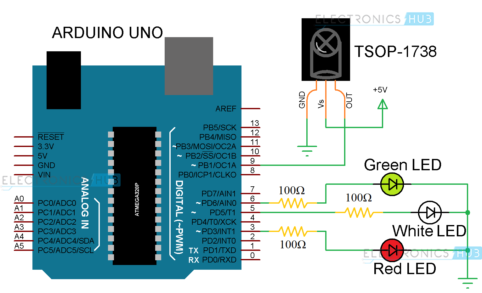 Arduino IR Receiver Circuit Diagram