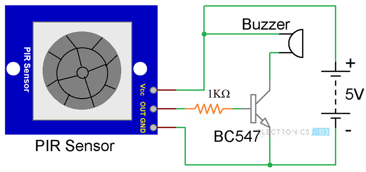 Arduino PIR Sensor Tutorial Test Circuit 2