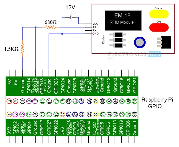 Raspberry Pi RFID Reader Interface Circuit Diagram 1