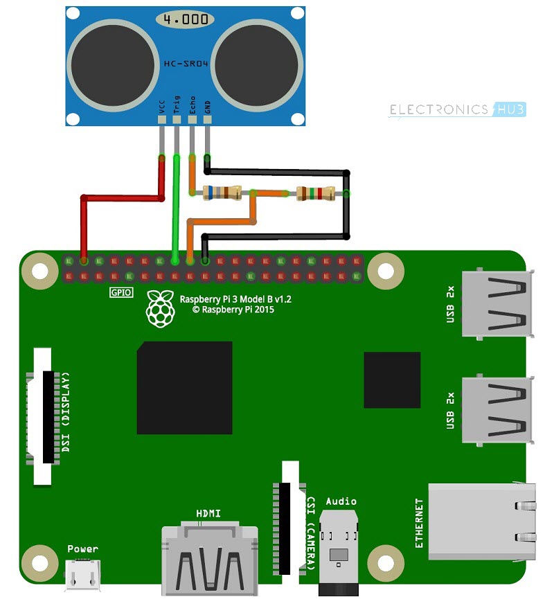 Raspberry Pi Ultrasonic Sensor Interface Circuit Diagram
