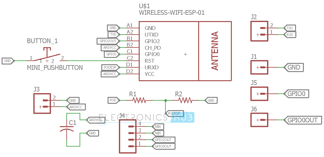 DIY PCB for ESP8266 WiFi Module PCB Schematic