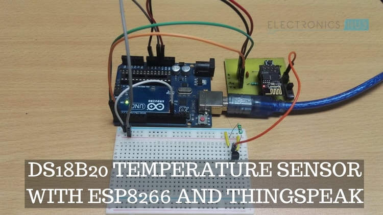 DS18B20 Temperature Sensor with ESP8266 and ThingSpeak Featured Image