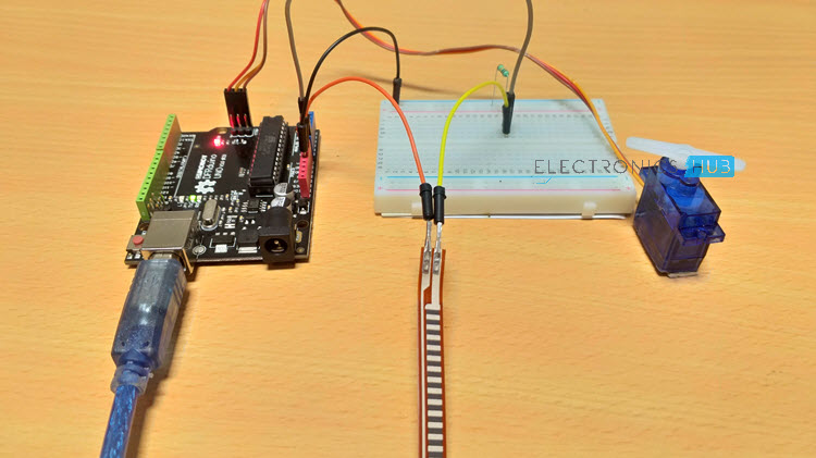 Interfacing Flex Sensor with Arduino Control Servo