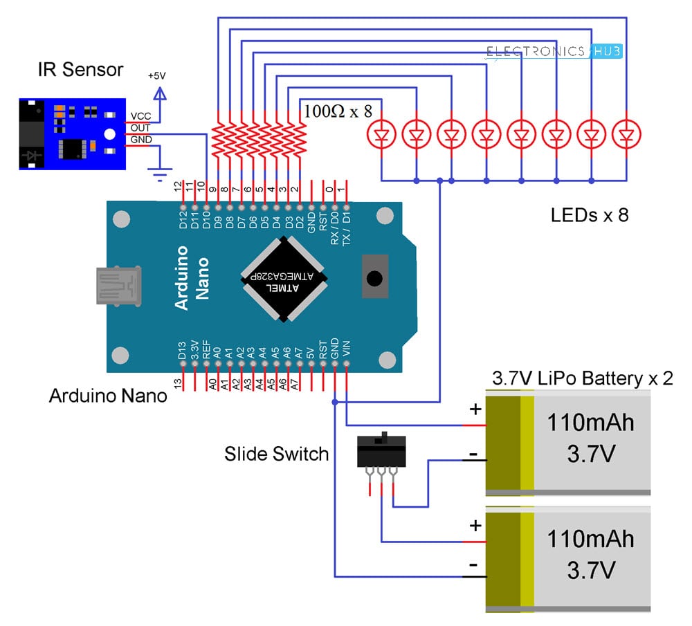 POV Display using Arduino Nano Circuit Diagram