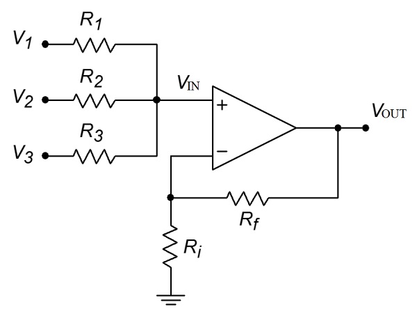 non investing voltage adder circuit op