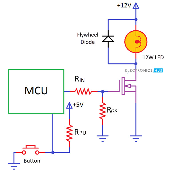 MOSFET som en kontakt mikrocontroller eksempel