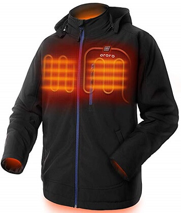 DEWBU Heated Jacket Outdoor Soft Shell Heating Clothing with 7.4V Battery Pack 