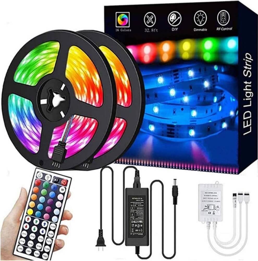 65.6ft RGB Led Strip Brightness Dimming Led Lights for Bedroom,Cabinet,Doors,Windows or Stairs in Kitchen,Ceiling or Home Decor ECOLOR LED Strip Lights with Remote and Control Box