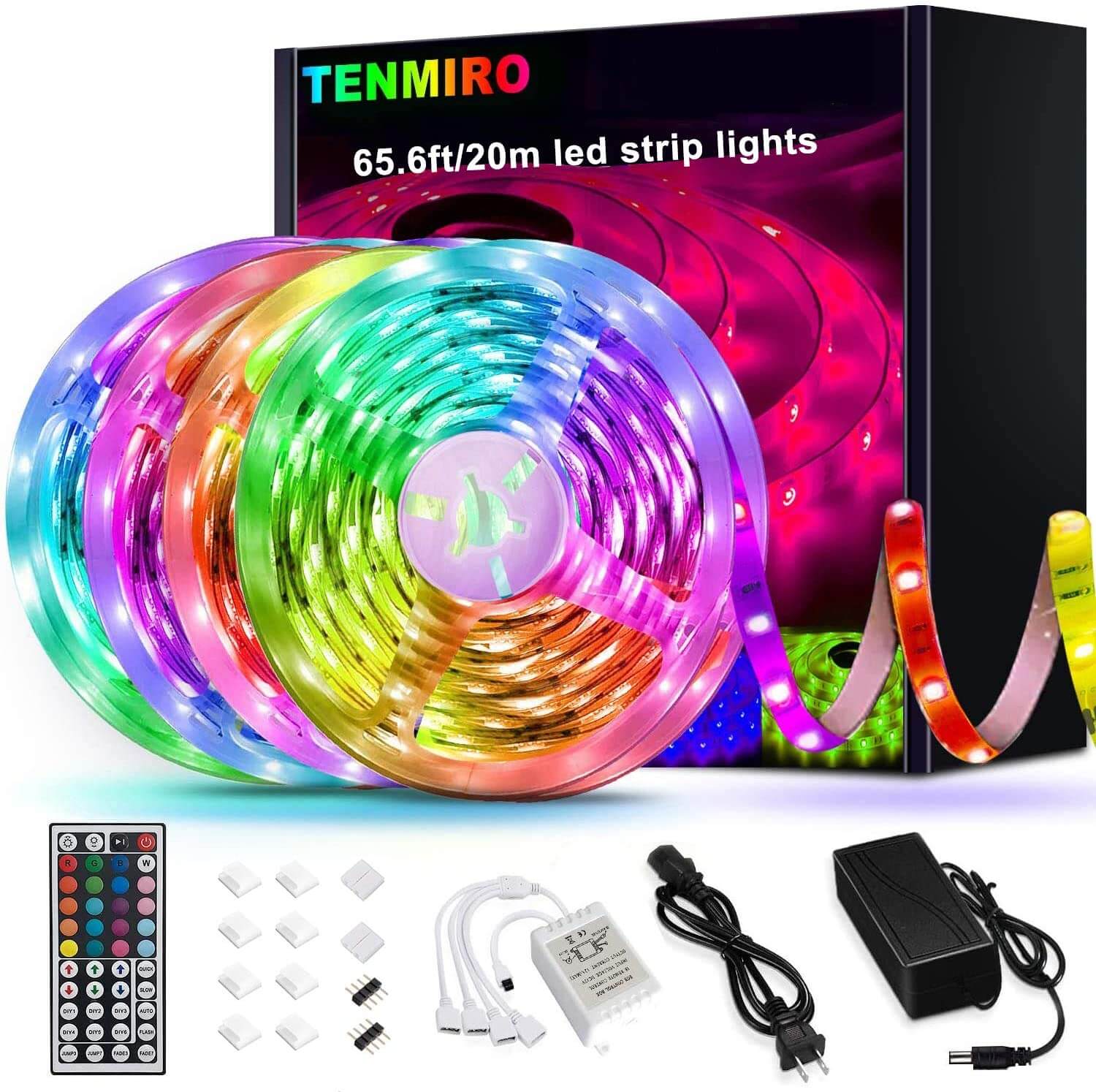 Ceiling Kitchen Homemory 32.8FT LED Strip Lights Music Sync Color Changing TV 5050 LED Lights Strip Kit with 40 Keys Remote RGB Rope Light Waterproof App Phone controlled by Bluetooth for Bedroom 