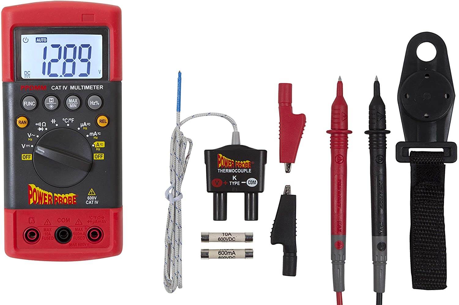 Volt and Range Multimeter with Rubber Case Resistance Test Leads & Stand DC PDMT38 Current Red Pyle Digital LCD AC 