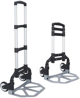 Travel Folding Hand Truck 75 Kg/165 lbs Heavy Duty Solid Construction Utility Cart Compact and Lightweight for Luggage 4 Wheel-roate Auto Moving and Office Use Personal Portable Fold Up Dolly 