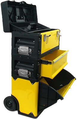 MEIJIA Portable Tool Storage Box,Organizers With Mental Latches,Black And Yellow 18 