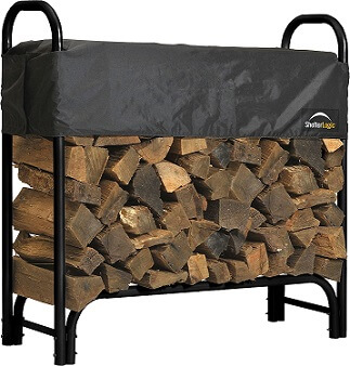 Meteorax Firewood Log Rack Cover 4-Feet Heavy Duty Waterproof Outdoor Fire Wood Protection Cover UV Resistant for Garden Backyard with Carry Bag
