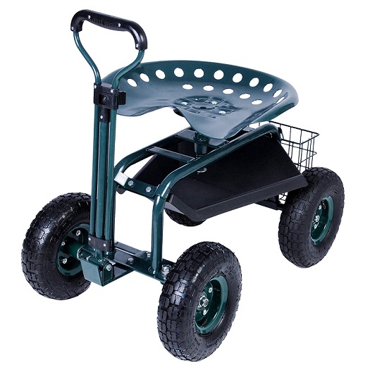 RuBao Garden Cart Rolling Scooter with Seat Durable Garden Cart Seat for Outdoor Utility Lawn Yard Patio