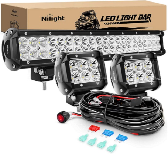 LED Light Bar Rigidhorse 4Pcs 4 Inch 120W Light Pods Spot Lights LED Light Cubes Driving Lights Work Light For Cars Jeep Pickup ATV UTV SUV Trucks With Slidable Mounting Bracket 