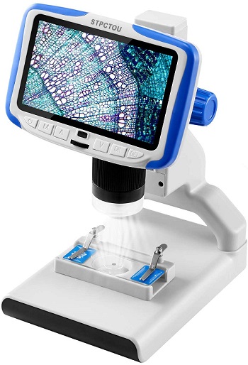 500X Zoom 5MP Camera and Measurement Memory Card for Full-Color Still Images and Video Recording WXX Portable Digital Microscope with 3.5-Inch LCD Screen Built-in 8 Adjustable LED Lights