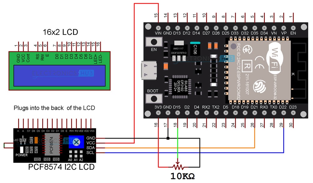 ESP32-I2C-LCD-ADC-Circuit