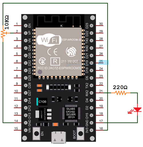 ESP32-ADC-LED-PWM-Control-Circuit