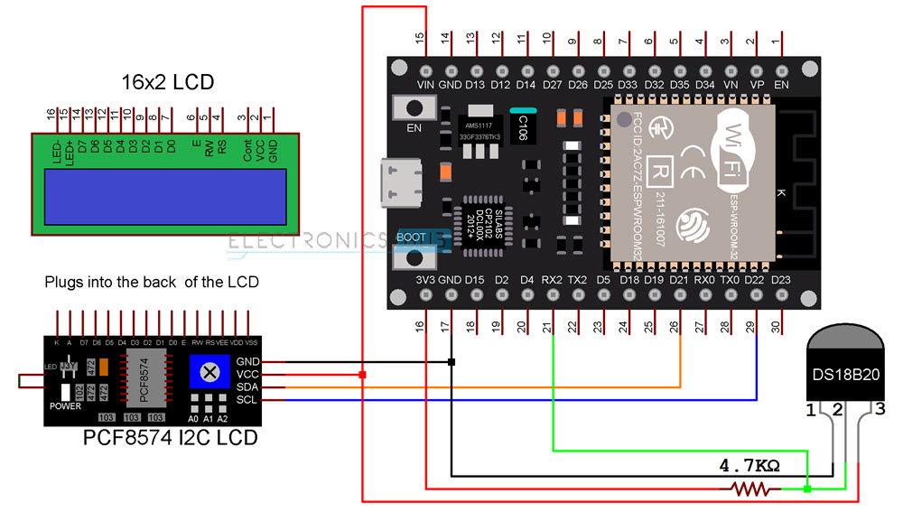 ESP32-DS18B20-I2C-LCD-Circuit