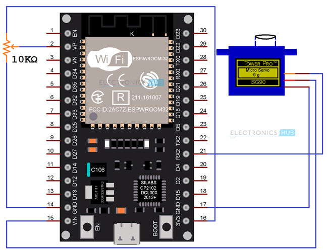 ESP32-Servo-Control-Potentiometer-Circuit